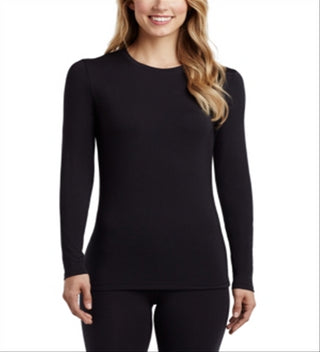 Cuddl Duds Women's Softwear Long Sleeve Crewneck Top Black Size X-Small