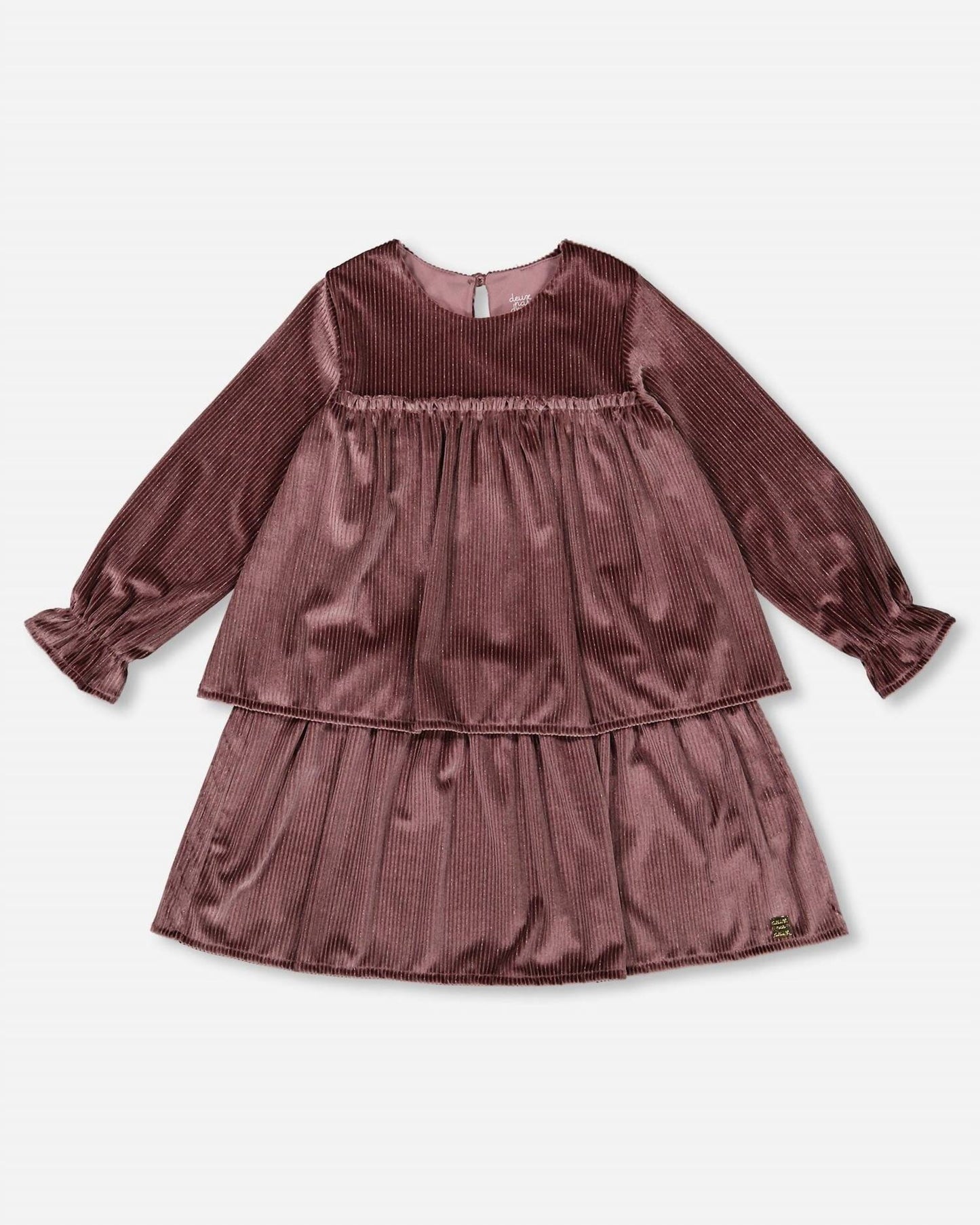 Deux Par Deux - Pleated Metallic Dress with Frills
