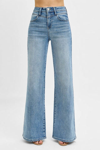Risen - High Waist Wide Front Yoke Detailed Jeans