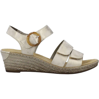 Rieker - Women's Fanni 87 Synthetic Leather Wedge Sandals