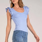 Elan - Shay Scoop Neck Ruffle Shoulder Top