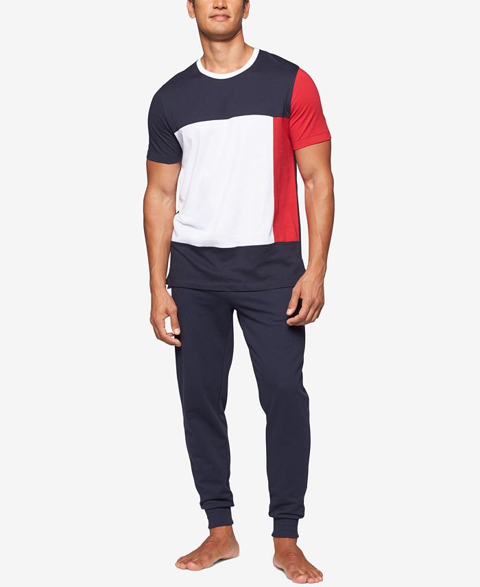 Tommy Hilfiger Men's Modern Essentials Colorblocked Cotton T-Shirt Blue Size Large