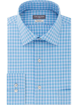 Van Heusen Men's Plaid Regular Fit Dress Shirt Blue Size 2XL