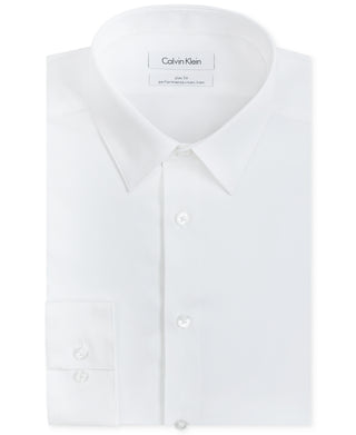 Calvin Klein Men's Slim Fit Non Iron Point Collar Dress Shirt White Size 16X32X33