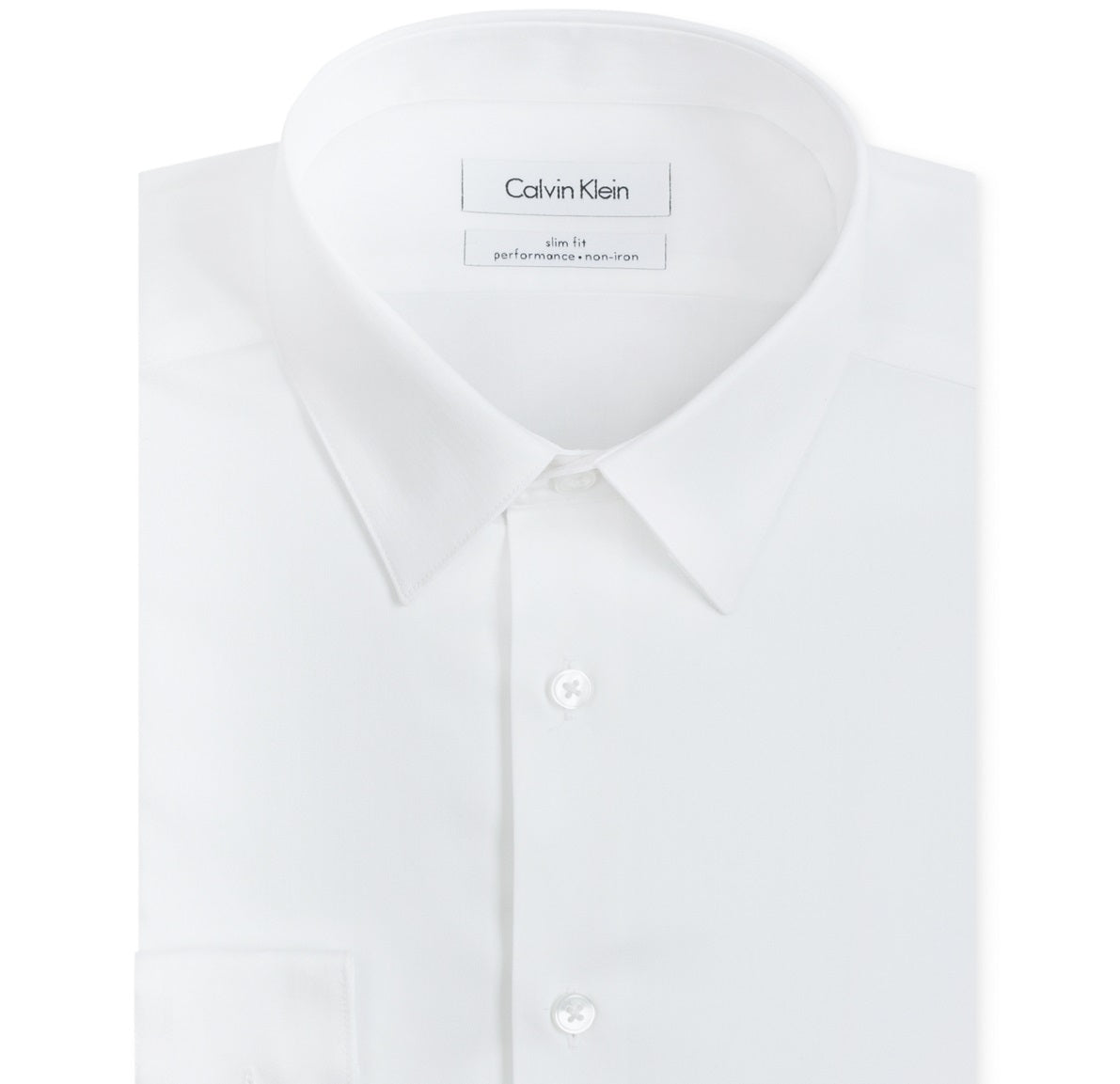 Calvin Klein Men's Slim Fit Non Iron Point Collar Dress Shirt White Size 16X32X33