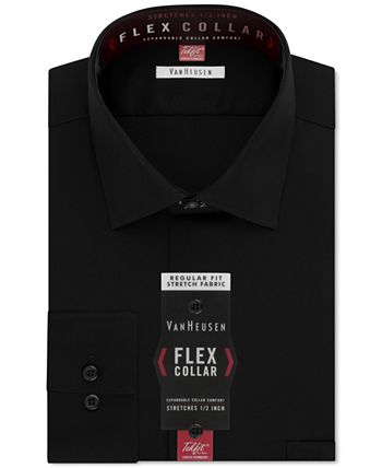 Van Heusen Men's Classic Fit Wrinkle Free Flex Collar Stretch Solid Dress Shirt Black Size 16.5X32X33
