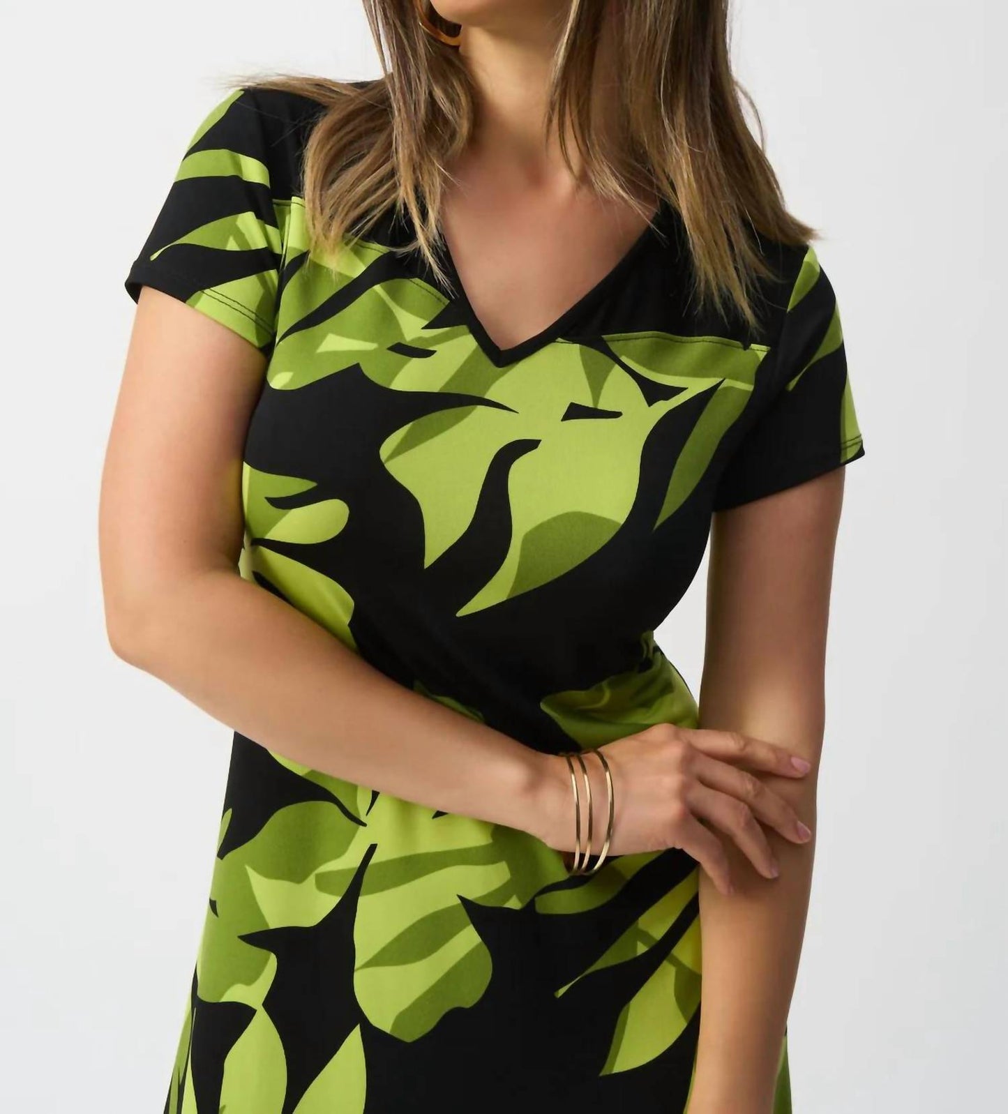 Joseph Ribkoff - Tropical Print Short Sleeve A-line Dress