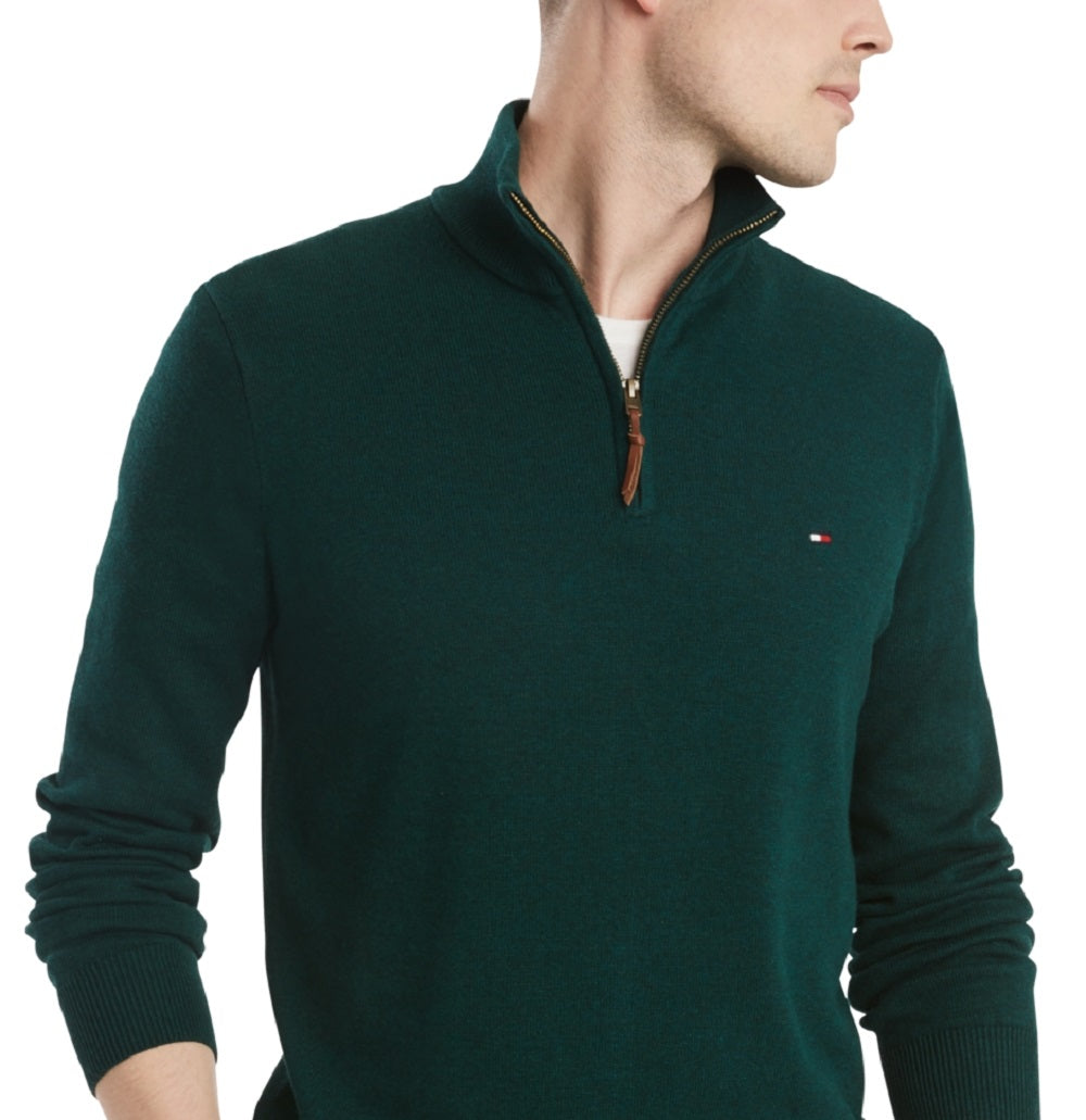 Tommy Hilfiger Men's Quarter Zip Sweater Green Size XXXXX-Large