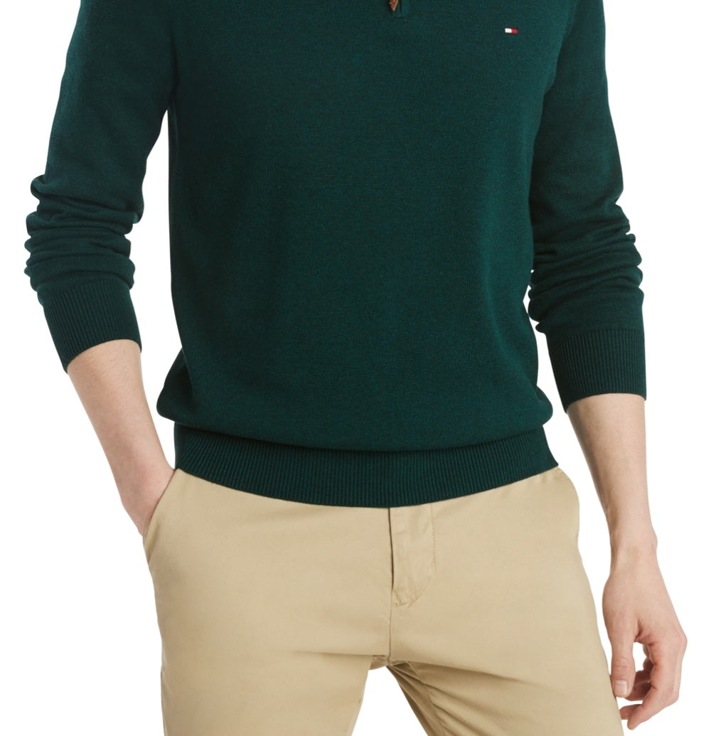 Tommy Hilfiger Men's Quarter Zip Sweater Green Size XXXXX-Large