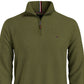 Tommy Hilfiger Men's Signature Solid Quarter Zip Sweater Green Size Small