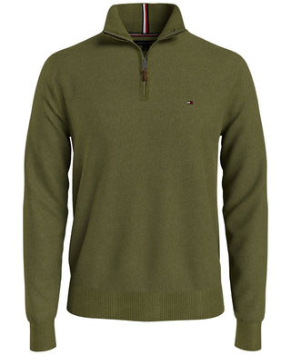 Tommy Hilfiger Men's Signature Solid Quarter Zip Sweater Green Size Small