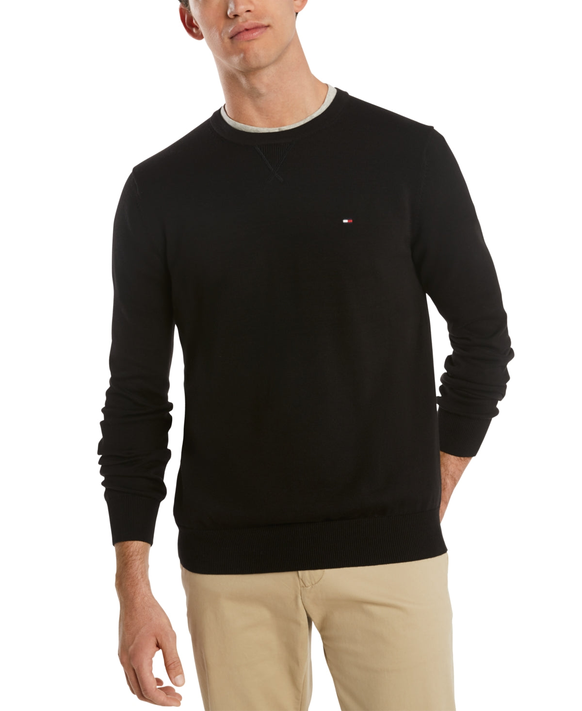 Tommy Hilfiger Men's Signature Solid Crew Neck Sweater Black Size X-Large
