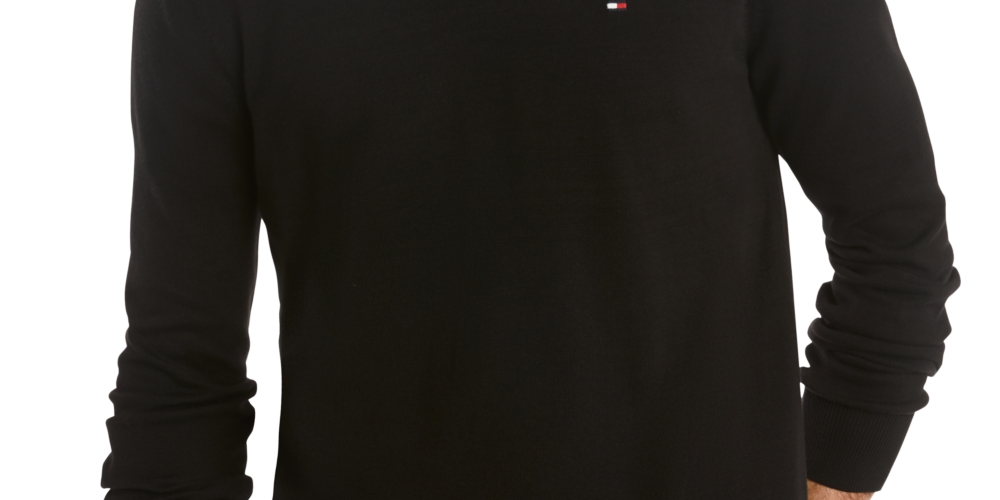 Tommy Hilfiger Men's Signature Solid Crew Neck Sweater Black Size X-Large