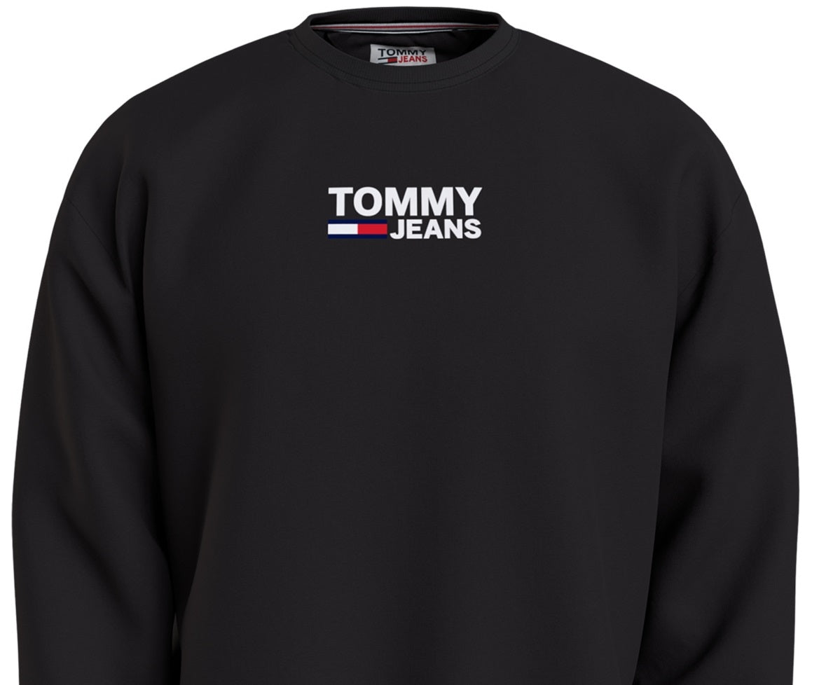 Tommy Jeans Men's Logo Crewneck Black Size X-Large