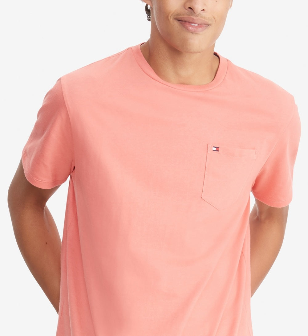 Tommy Hilfiger Men's Tommy Pocket Short Sleeve T-Shirt Pink Size Medium