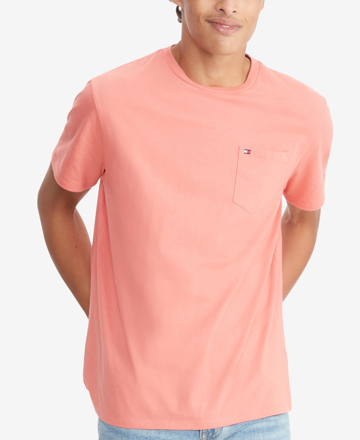 Tommy Hilfiger Men's Tommy Pocket Short Sleeve T-Shirt Pink Size Medium