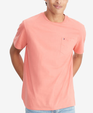 Tommy Hilfiger Men's Tommy Pocket Short Sleeve T-Shirt Pink Size Medium