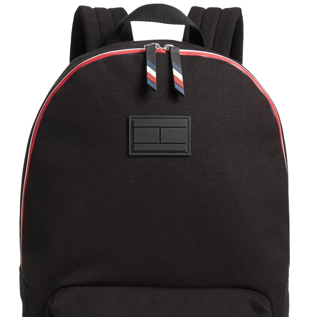 Tommy Hilfiger Men's Sean Corps Stripe Trim Backpack Black Size Regular