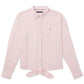Tommy Hilfiger Women's Striped Tie Hem Magnetic Closure Shirt Pink Size Large