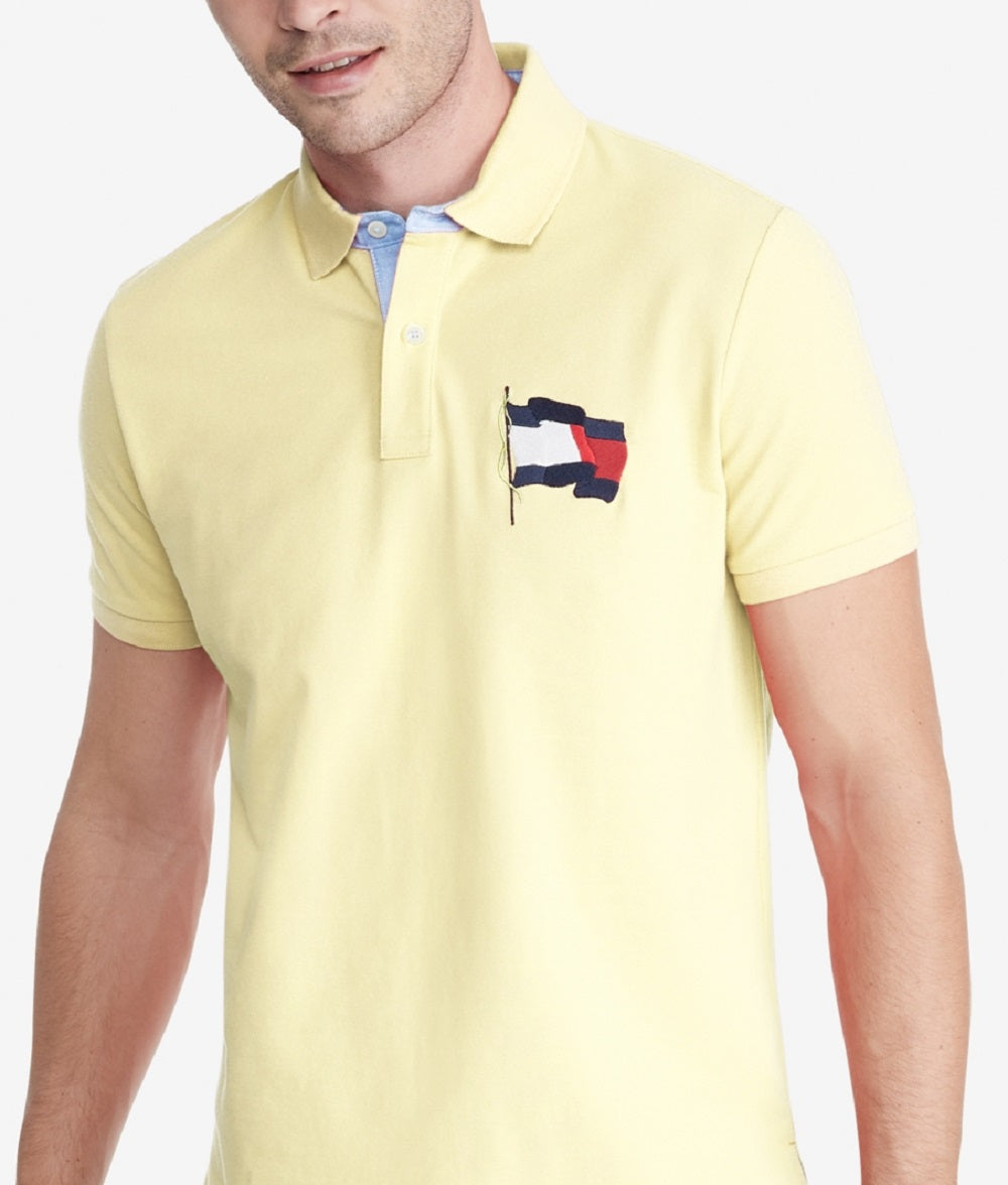 Tommy Hilfiger Men's Alwyn Custom Fit Th Flex Polo Shirt Yellow Size Large