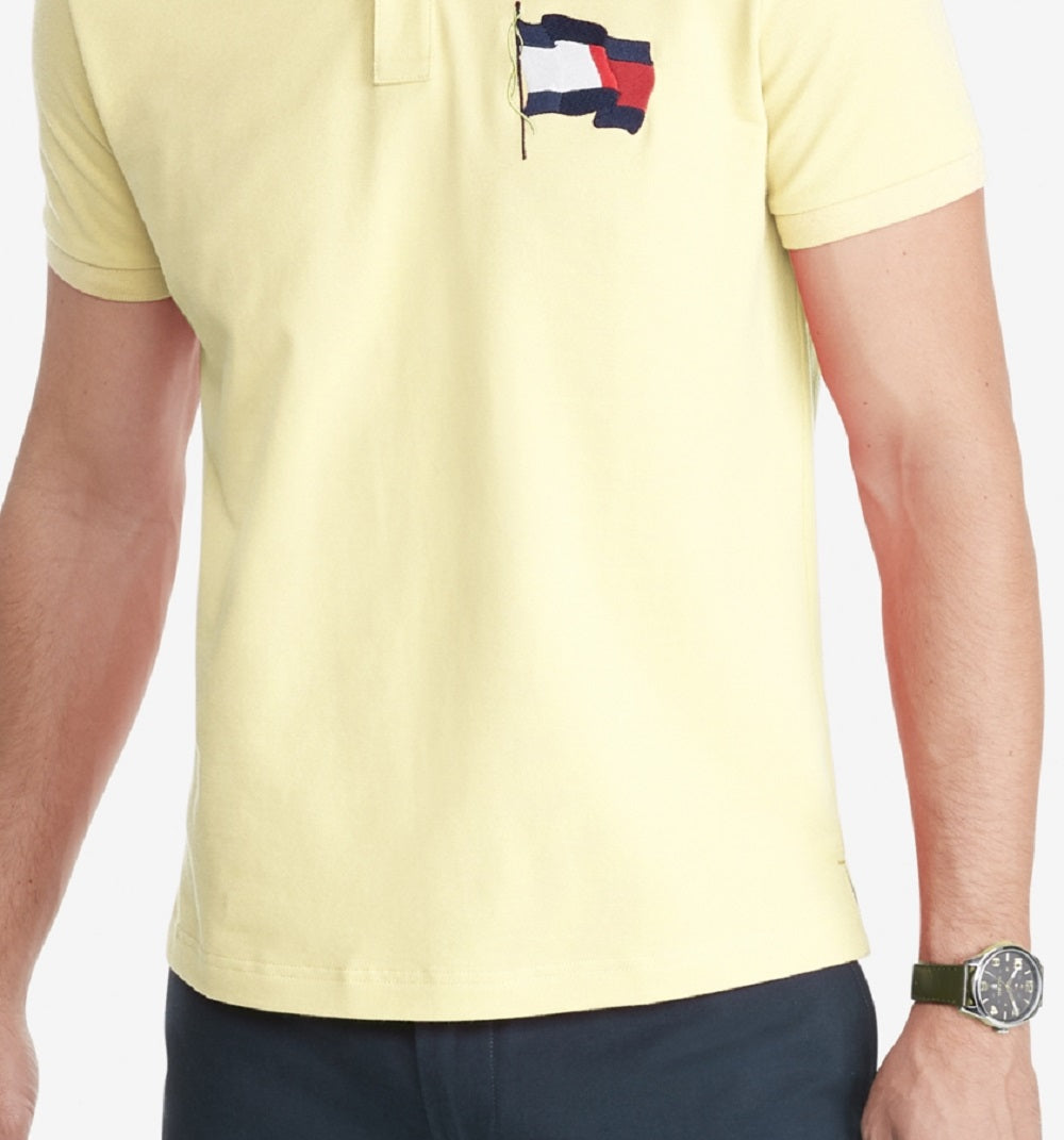 Tommy Hilfiger Men's Alwyn Custom Fit Th Flex Polo Shirt Yellow Size Large