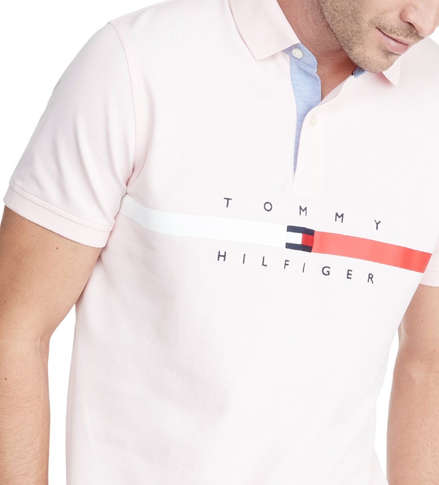 Tommy Hilfiger Men's Th Flex Nial Custom Fit Short Sleeve Polo Shirt Pink Size Large