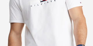 Tommy Hilfiger Men's Flag Stripe Short Sleeve T Shirt White Size Small