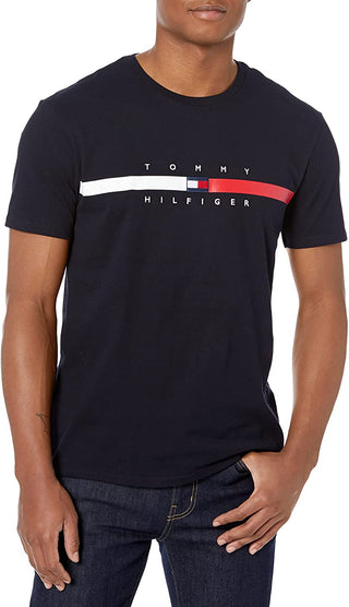 Tommy Hilfiger Men's Flag Stripe Short Sleeve T-Shirt Blue Size X-Large