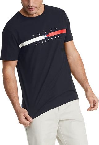 Tommy Hilfiger Men's Flag Stripe Short Sleeve T-Shirt Blue Size X-Large