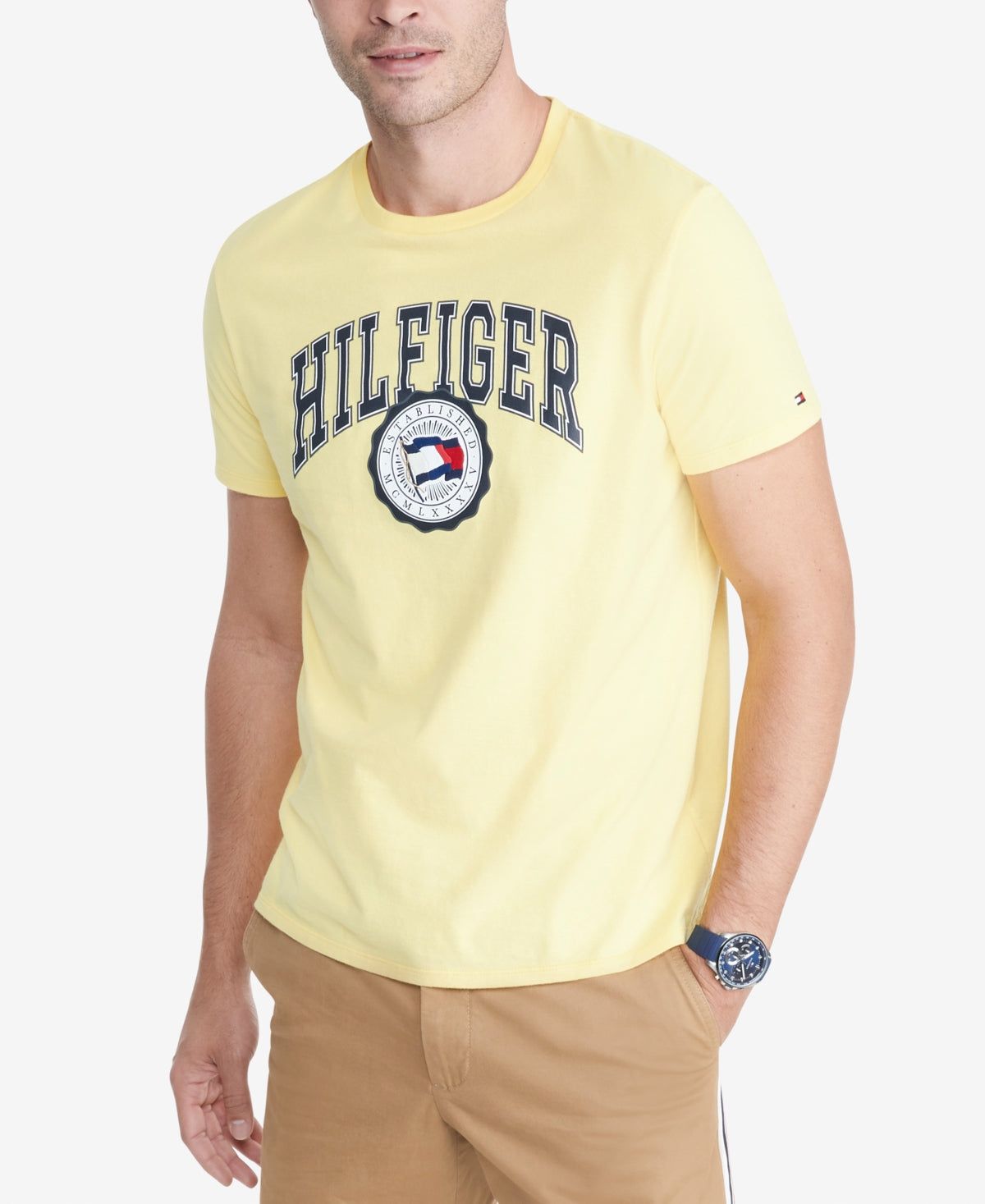 Tommy Hilfiger Men's Elevated Logo T-Shirt Yellow Size X-Large