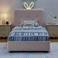 Twin Size Kids Upholstered Bed with Oversized Rabbit Ear Headboard