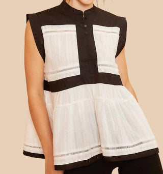 Anniewear - Contrast Trim Peplum Top