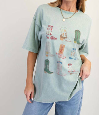 Easel - Boots Print Mineral Washed Shirt