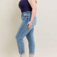 Judy Blue - Mid Rise Bleach Wash Cuffed Boyfriend Denim Jeans - Plus Size