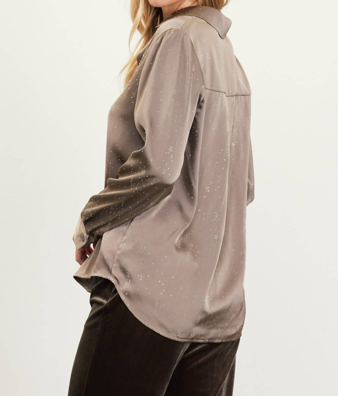 Skies Are Blue - Rhinestone Button Down Blouse