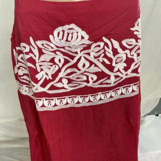 Chakeris - Women's Floral Embroidered Midi Skirt