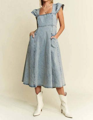 Trendsi - Jade By Jane Full Size Ruffled Denim Midi Dress Plus Size