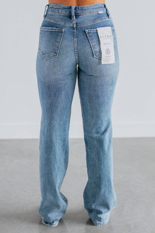 Risen - Mid Rise Side Panel Straight Jeans