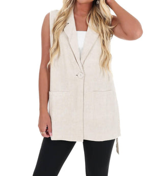Allie Rose - Long Run Linen Jacket Vest