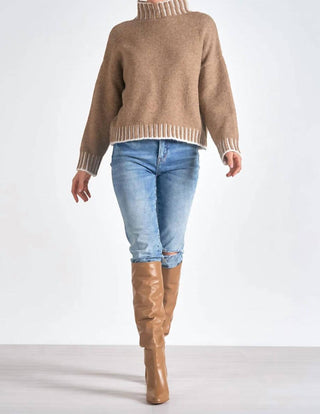 Elan - Stitch Detail Turtleneck Sweater