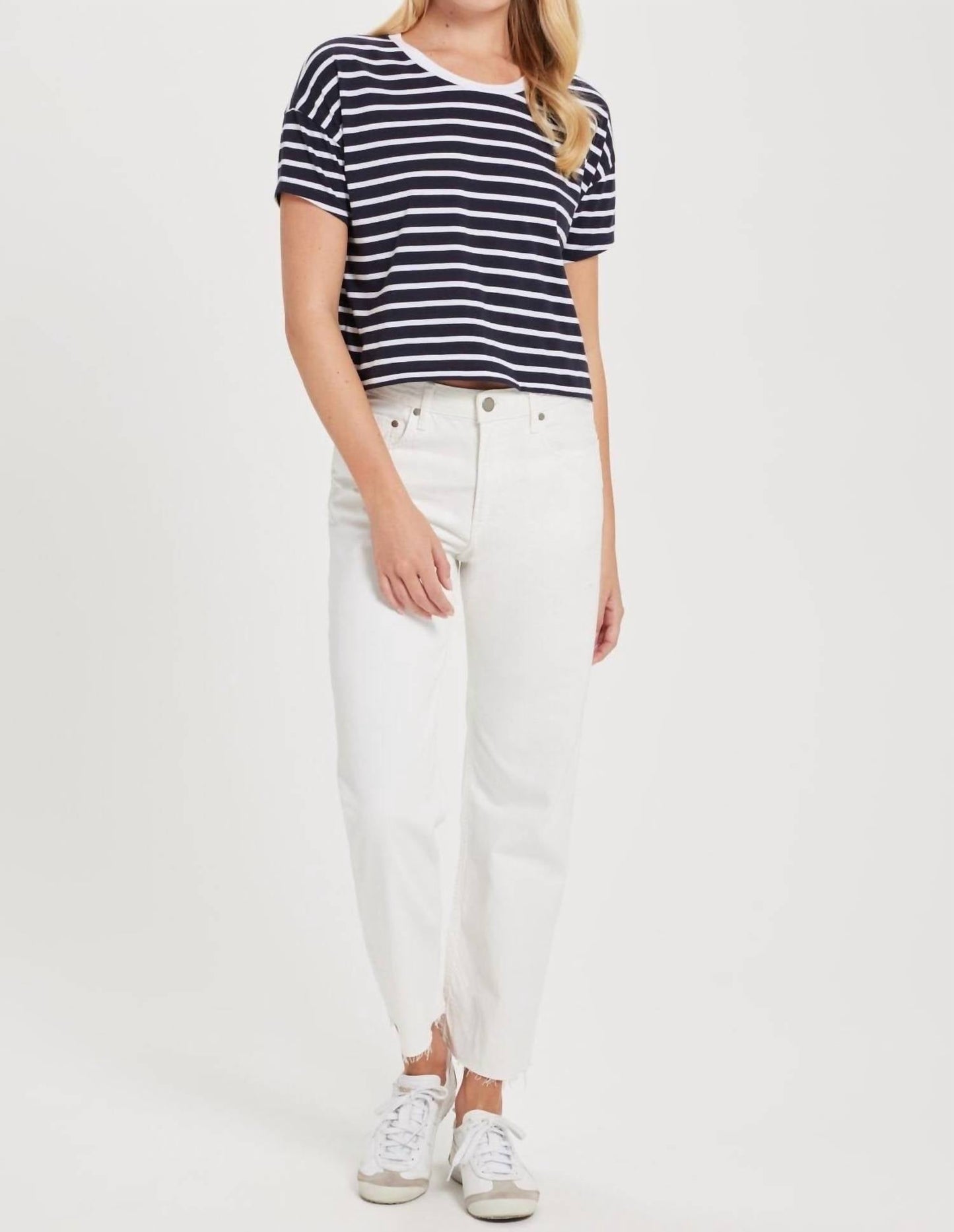 Goldie Tees - Stripe Drop Shoulder Crop Tee