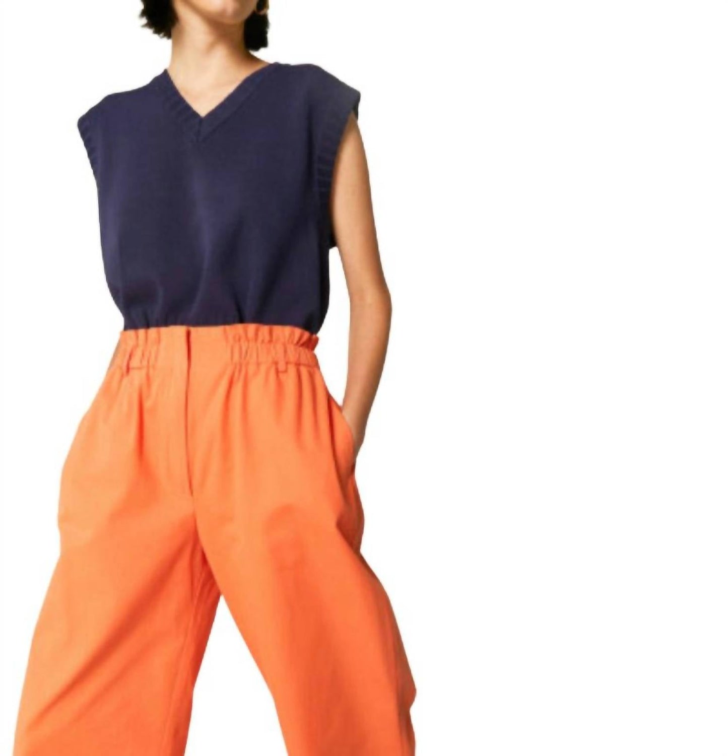 Compania Fantastica - Women's High Waisted Twill Cropped Trousers