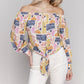 Charlie B - Printed off shoulder blouse with knot