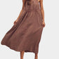 Amente - Front Shirring Gingham Cami Midi Dress