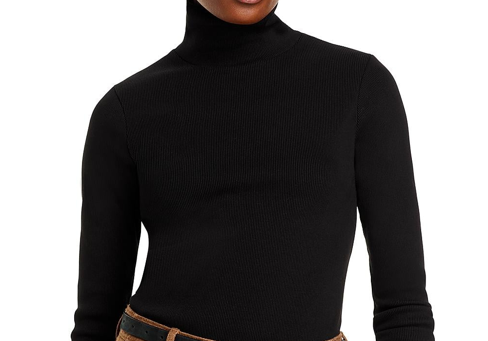 Donni Ribbed Jersey Turtleneck Top