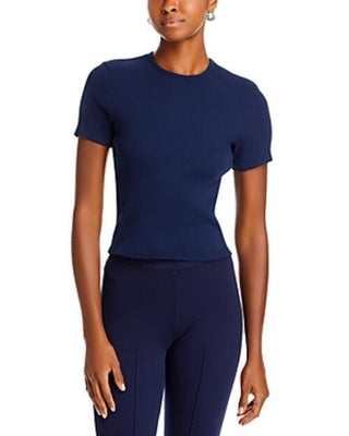 Donni Ribbed Jersey Crew Tee Navy