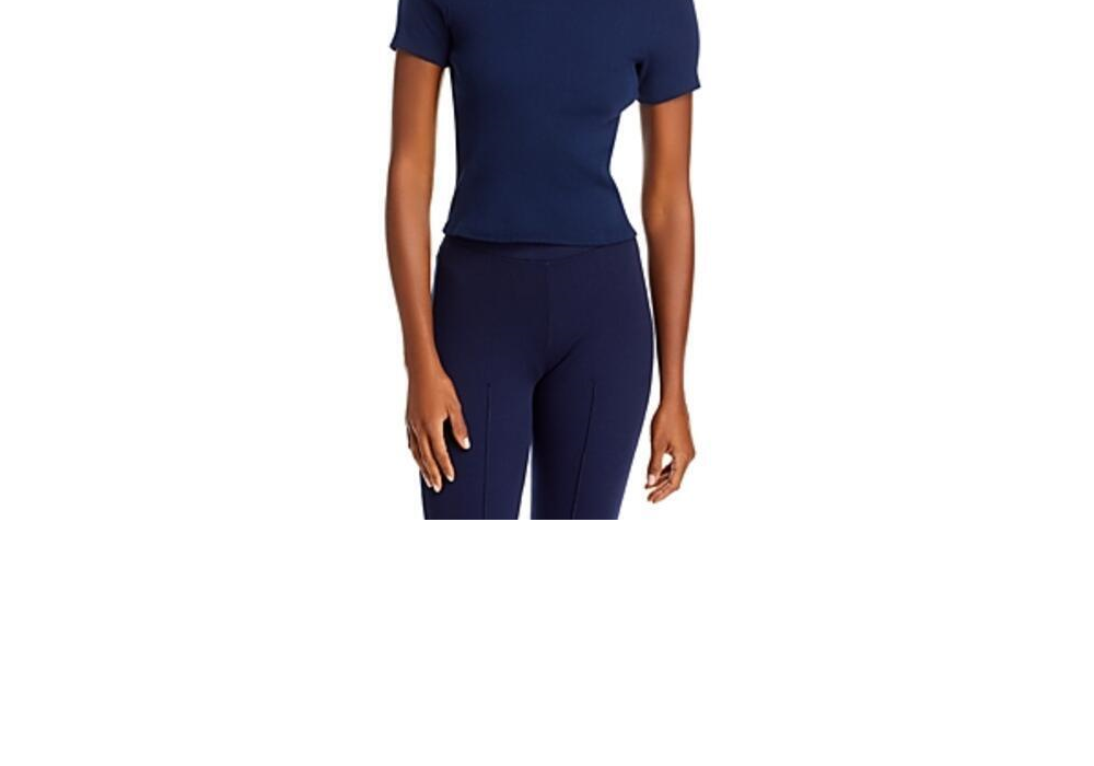 Donni Ribbed Jersey Crew Tee Navy