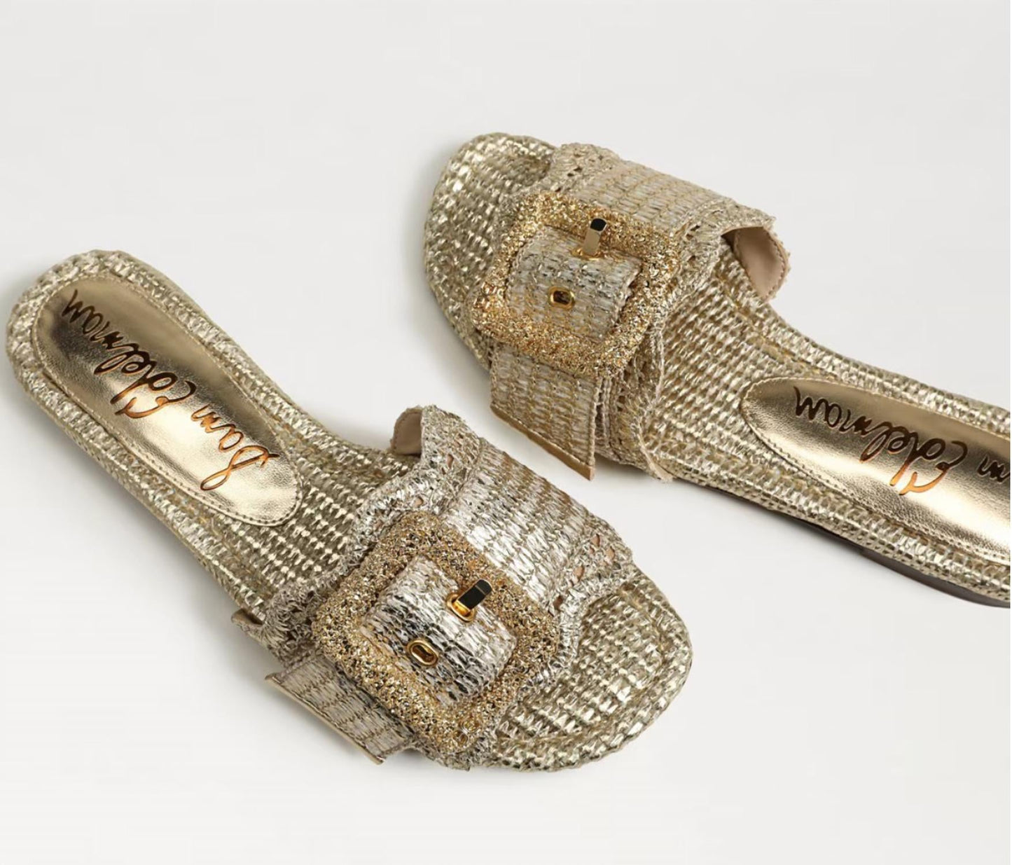 Sam Edelman - Women's Bambi Metallic Raffia Slide Sandals