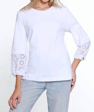 Multiples - DRAWSTRING EYELET SLEEVE TOP