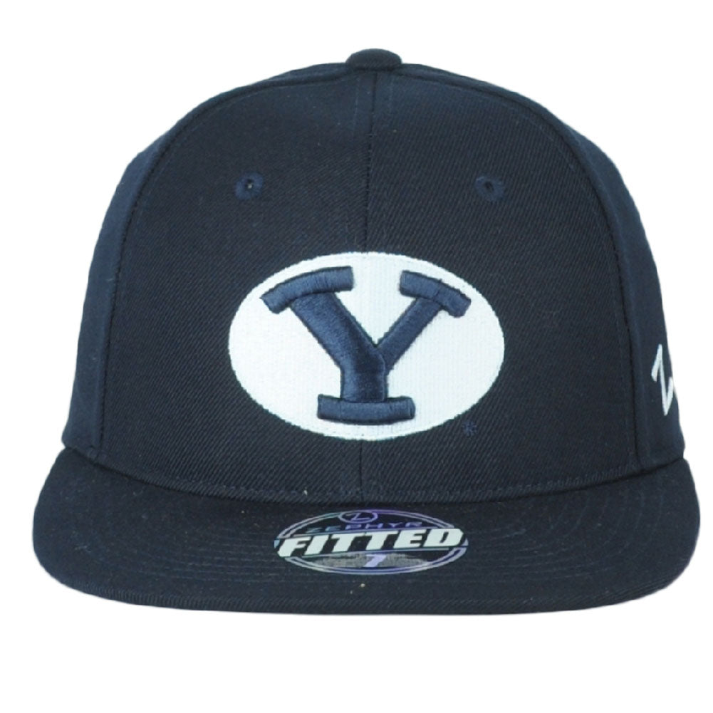 NCAA Zephyr Brigham Young Cougars Navy Blue Flat Bill Fitted Size 7 Hat Cap
